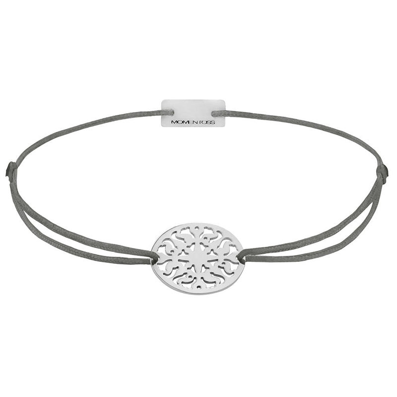 Sonne Stoffarmband 925 Silber dunkelgrau Lebensfreude Momentoss Wien