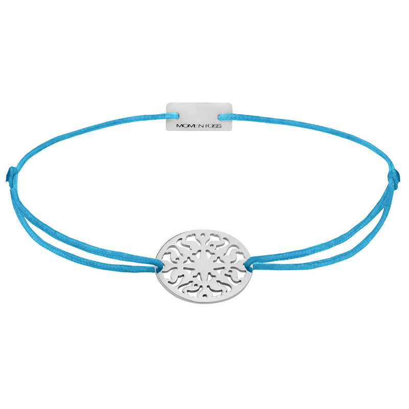 Sonne Stoffarmband 925 Silber petrolblau Lebensfreude Momentoss Wien