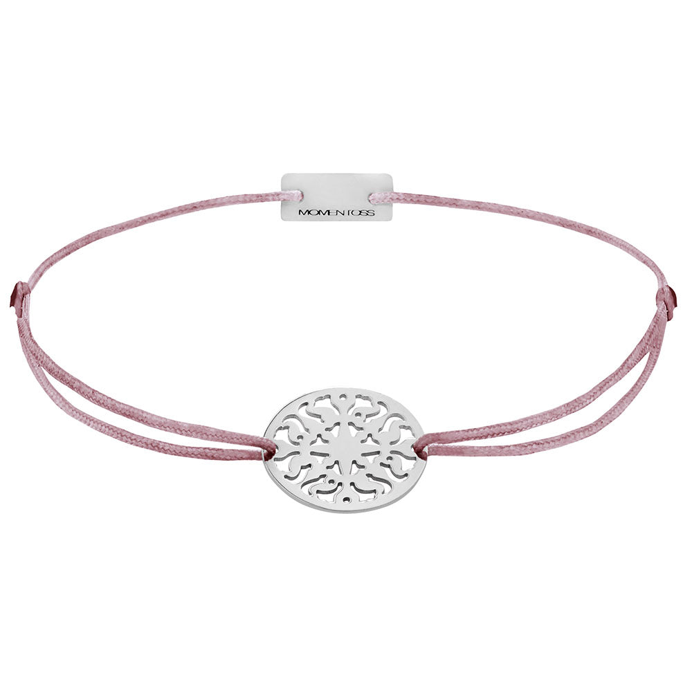 Sonne Stoffarmband 925 Silber rosa-braun Lebensfreude Momentoss Wien