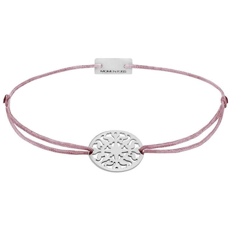 Sonne Stoffarmband 925 Silber rosa-braun Lebensfreude Momentoss Wien