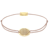 Lebensblume Stoffarmband 925 Silber Gold braun-beige Harmonie Momentoss Wien