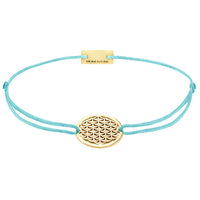 Lebensblume Stoffarmband 925 Silber Gold blau Harmonie Momentoss Wien