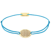Lebensblume Stoffarmband 925 Silber Gold petrolblau Harmonie Momentoss Wien