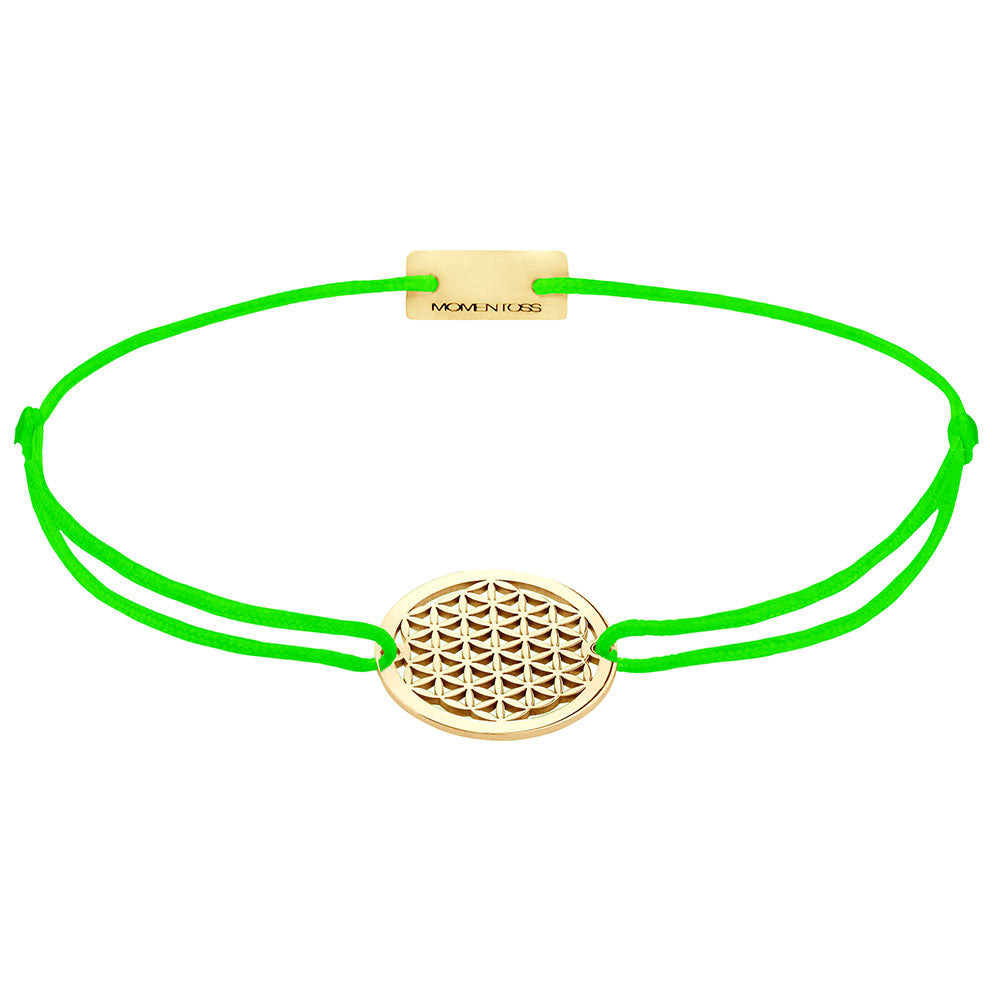 Lebensblume Stoffarmband 925 Silber Gold neon-grün Harmonie Momentoss Wien