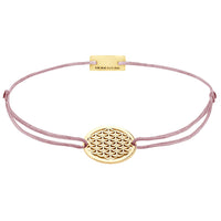Lebensblume Stoffarmband 925 Silber Gold rosa-braun Harmonie Momentoss Wien
