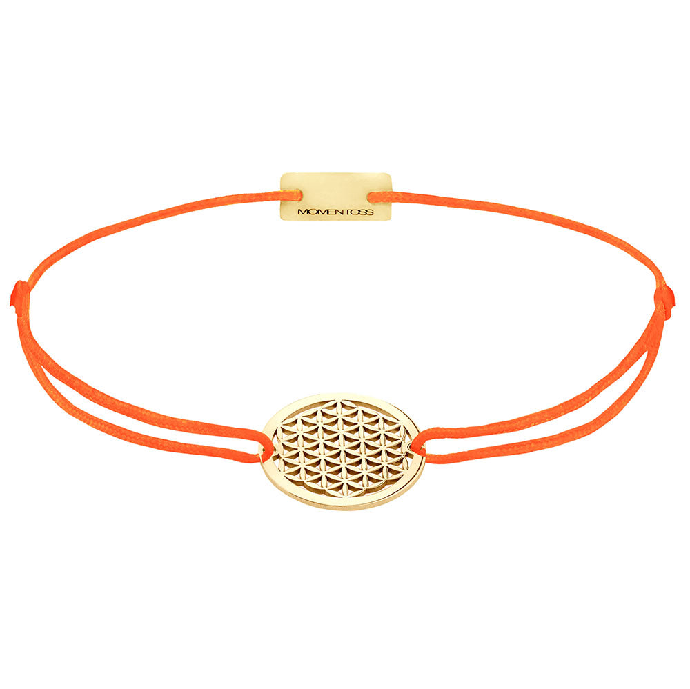 Lebensblume Stoffarmband 925 Silber Gold orange Harmonie Momentoss Wien