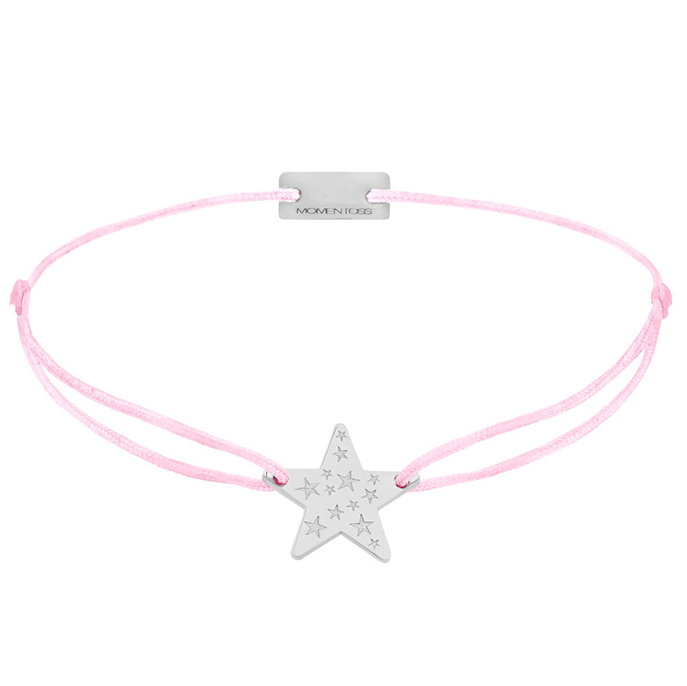 Stern Stoffarmband 925 Silber babyrosa Hoffnung Momentoss Wien
