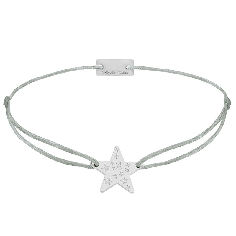Stern Stoffarmband 925 Silber hellgrau Hoffnung Momentoss Wien