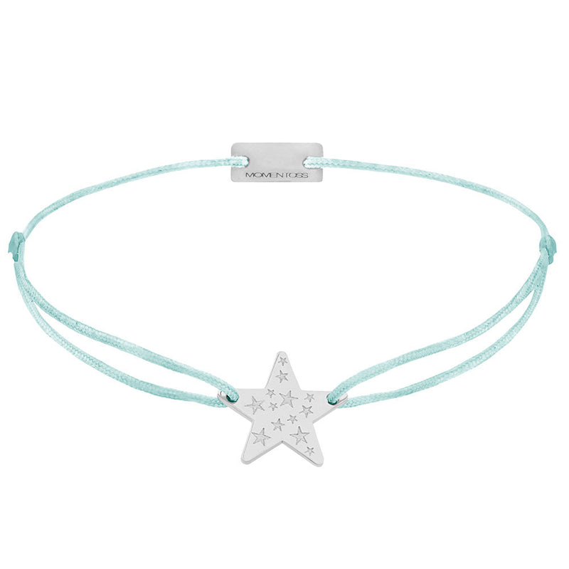 Stern Stoffarmband 925 Silber türkis Hoffnung Momentoss Wien