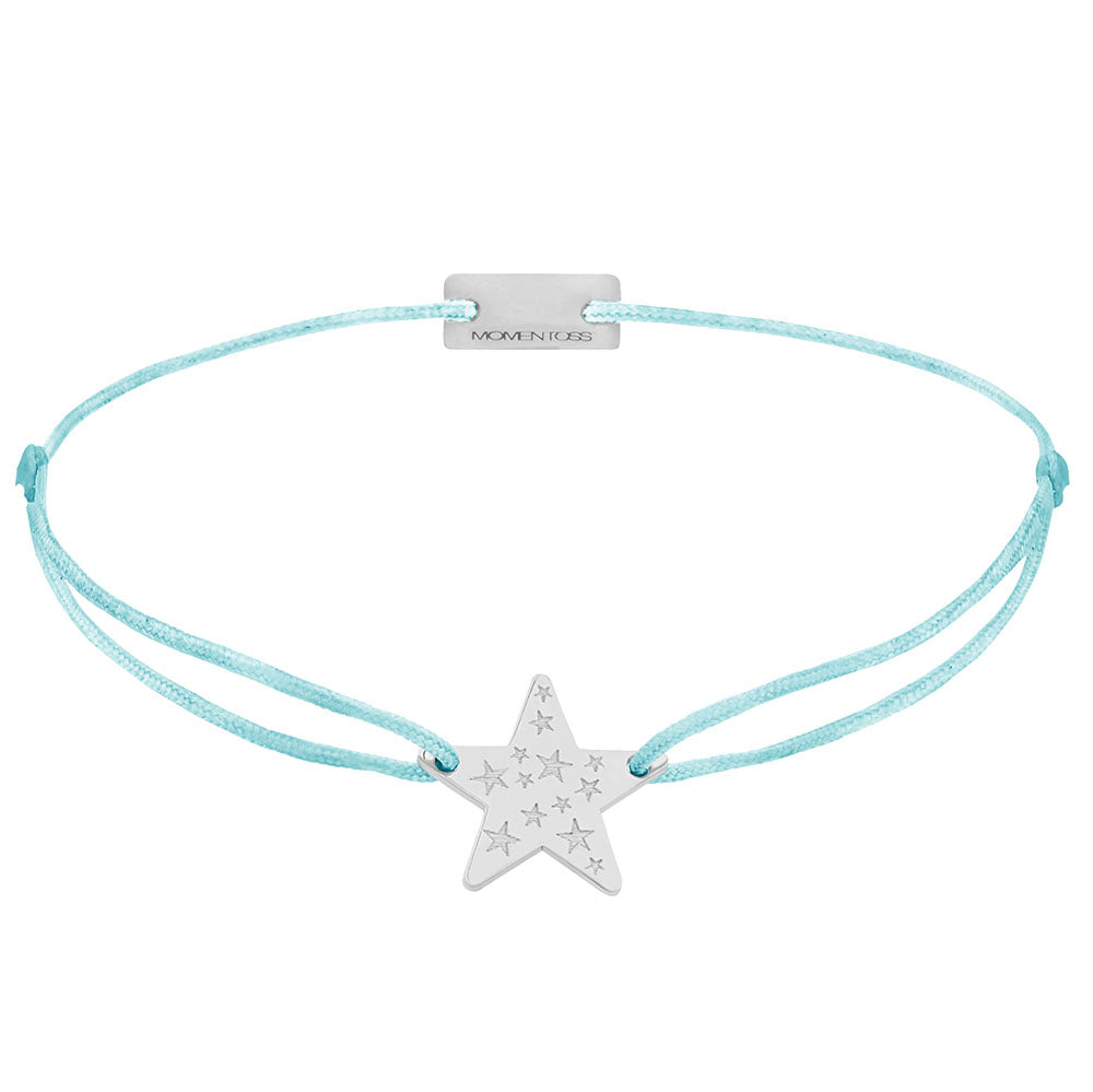Stern Stoffarmband 925 Silber blau Hoffnung Momentoss Wien