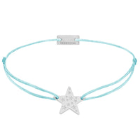 Stern Stoffarmband 925 Silber blau Hoffnung Momentoss Wien