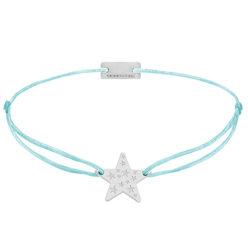 Stern Stoffarmband 925 Silber blau Hoffnung Momentoss Wien
