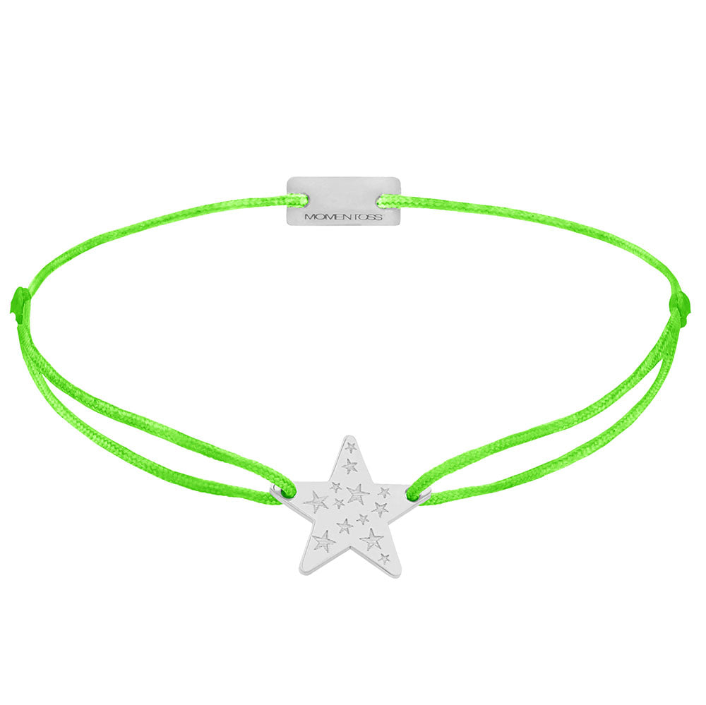 Stern Stoffarmband 925 Silber neon-grün Hoffnung Momentoss Wien