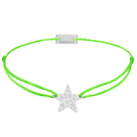 Stern Stoffarmband 925 Silber neon-grün Hoffnung Momentoss Wien