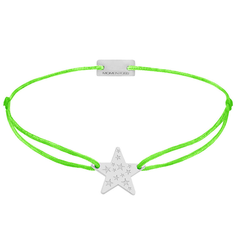 Stern Stoffarmband 925 Silber neon-grün Hoffnung Momentoss Wien