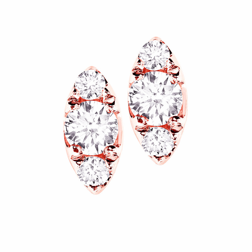 Diamond Earstuds 18k Gold Oval pavé