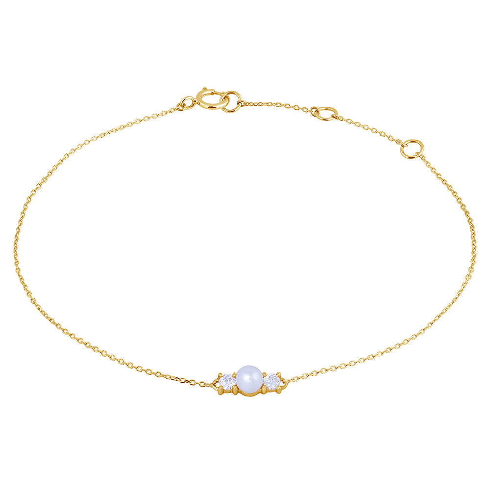 Diamond Bracelet 18k Gold Freshwater Pearl