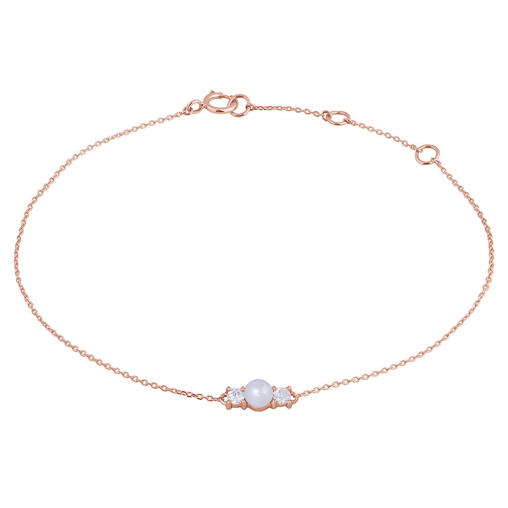 Diamond Bracelet 18k Gold Freshwater Pearl
