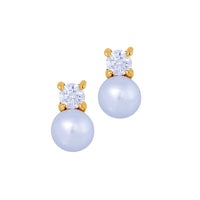 Diamond Earstuds 18k Gold Freshwater Pearl